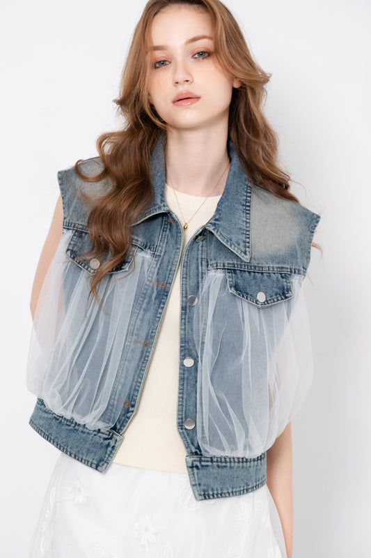 レースデニムベスト