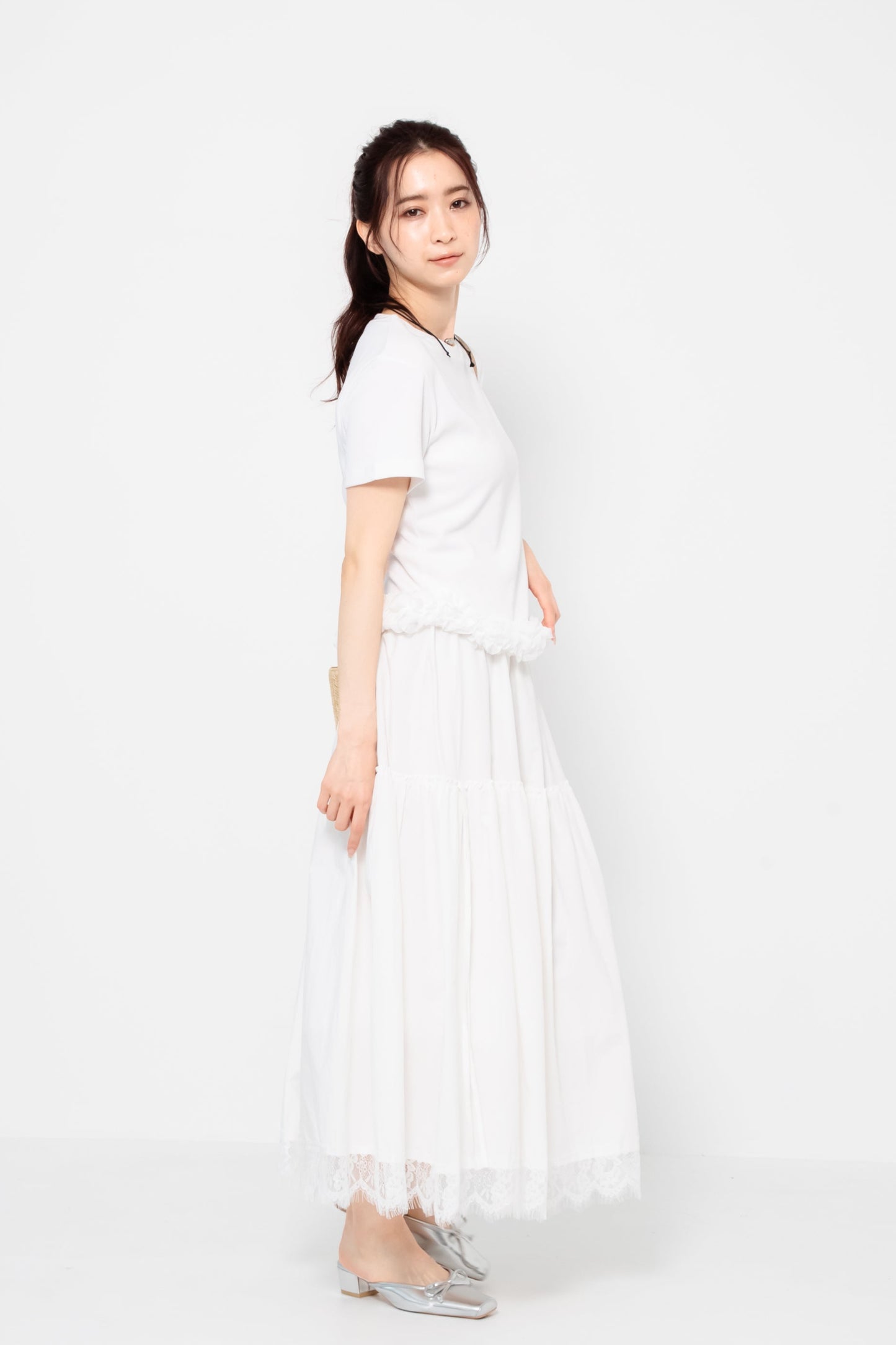 【SALE】裾フリルレースTシャツ