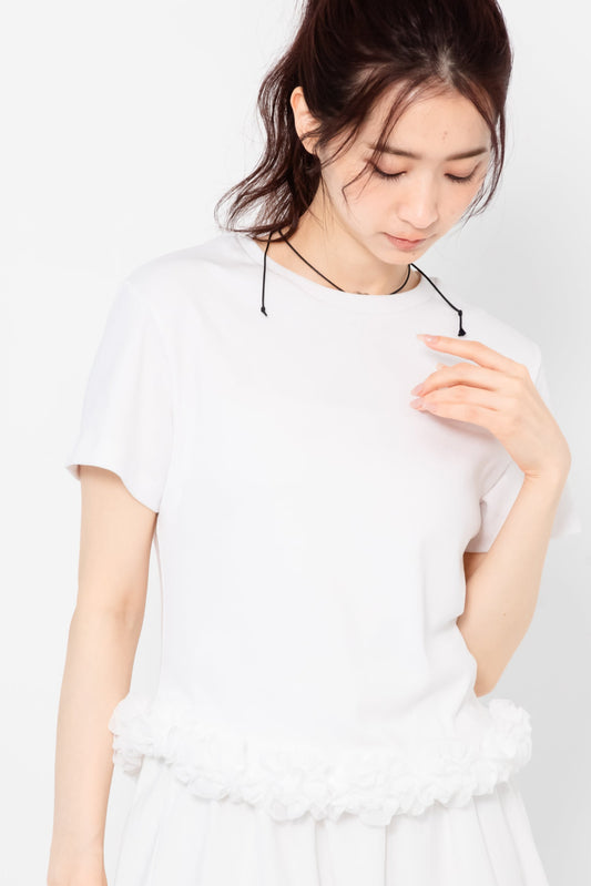 【SALE】裾フリルレースTシャツ