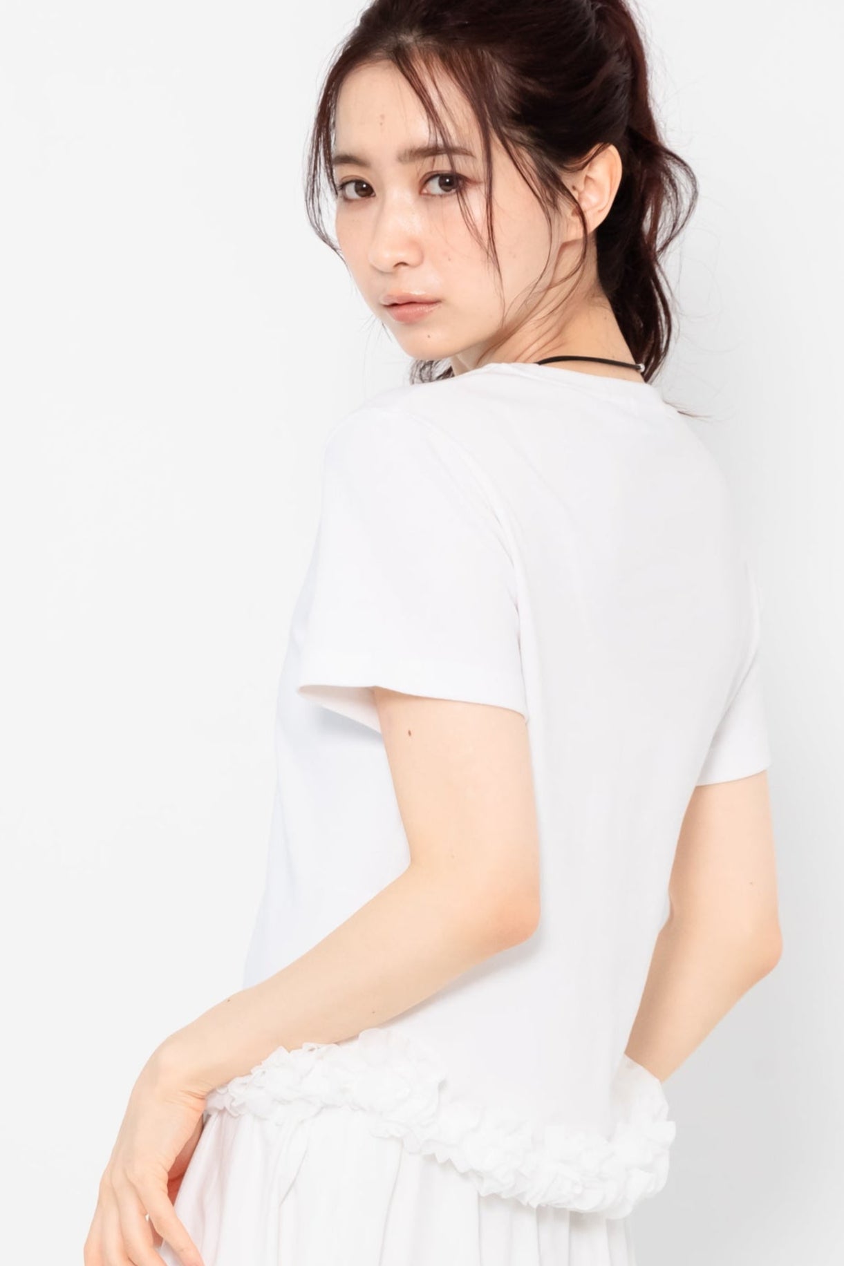 【SALE】裾フリルレースTシャツ