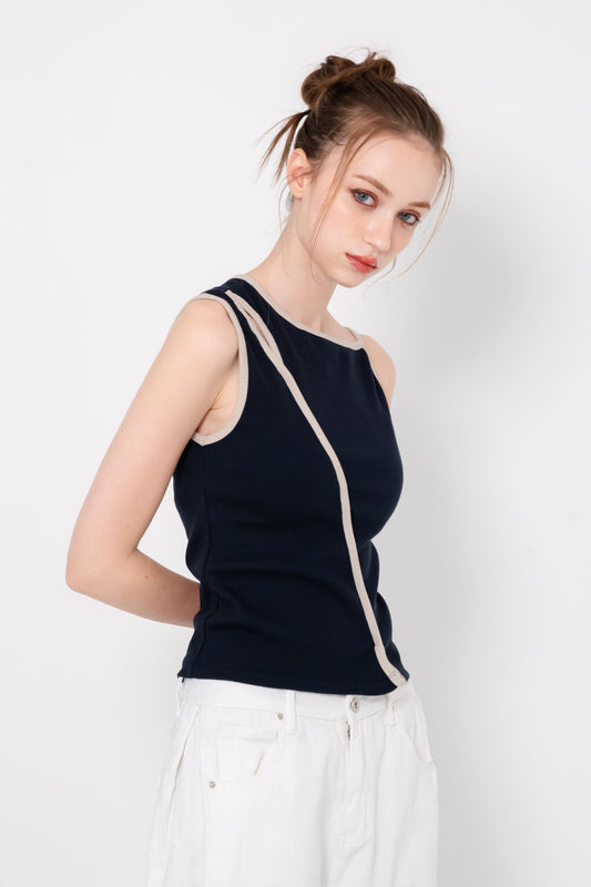 【SALE】リブリンガーデザインタンクトップ