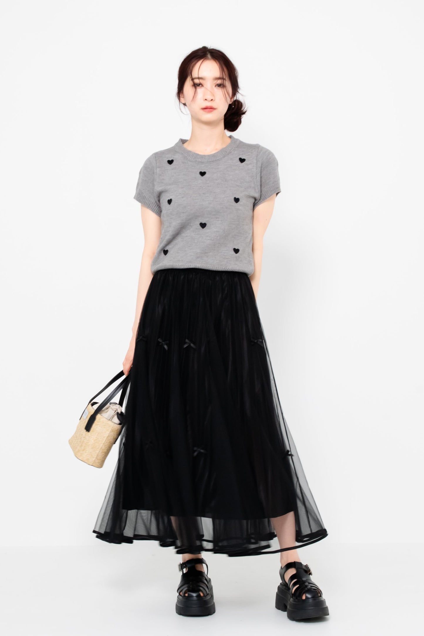 【SALE】プリーツレースリボンスカート