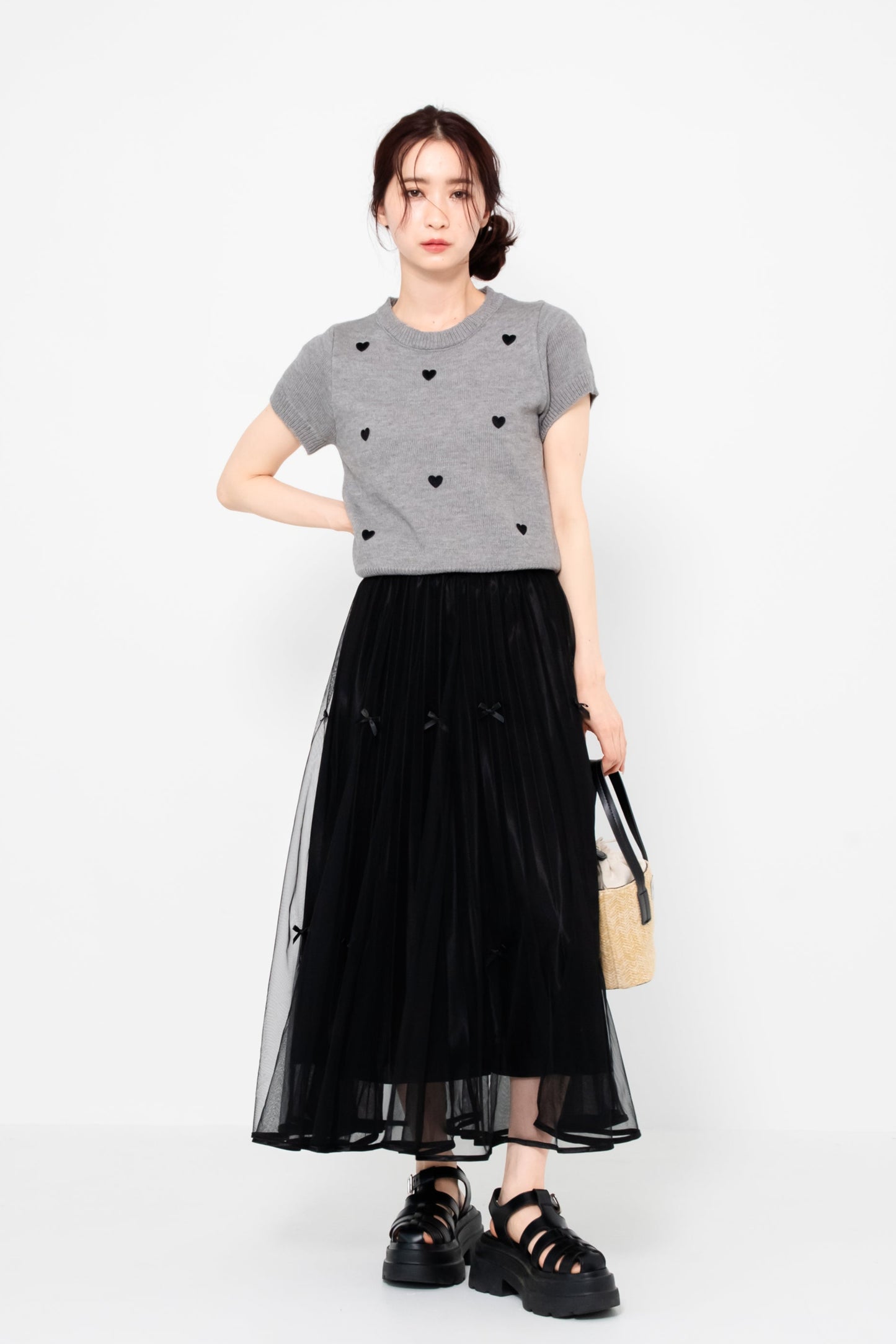 【SALE】プリーツレースリボンスカート