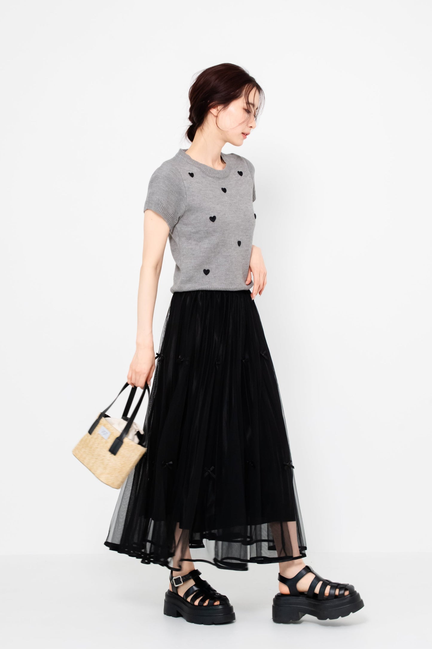 【SALE】プリーツレースリボンスカート