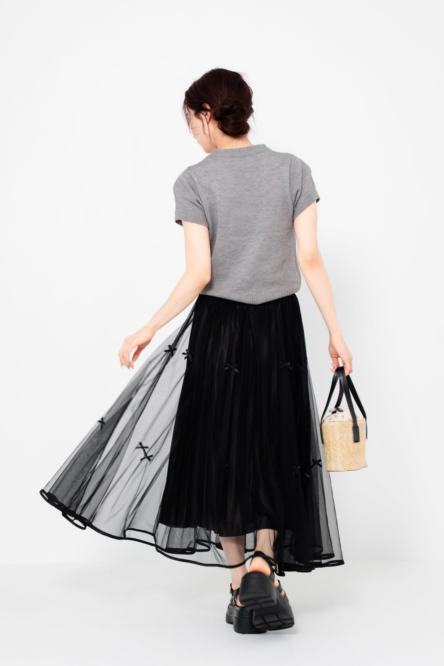【SALE】プリーツレースリボンスカート
