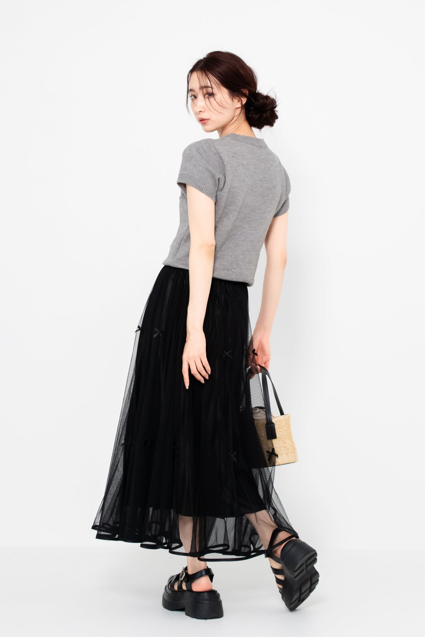 【SALE】プリーツレースリボンスカート