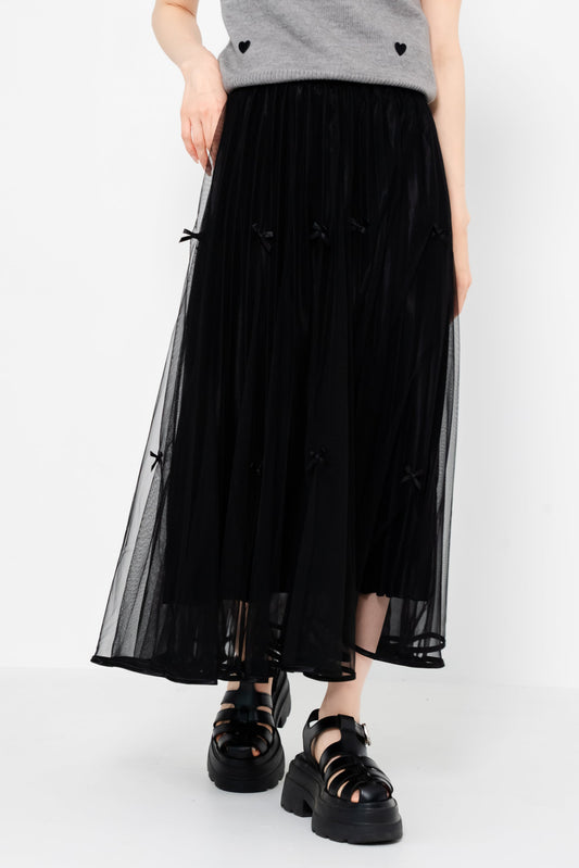 プリーツレースリボンスカート