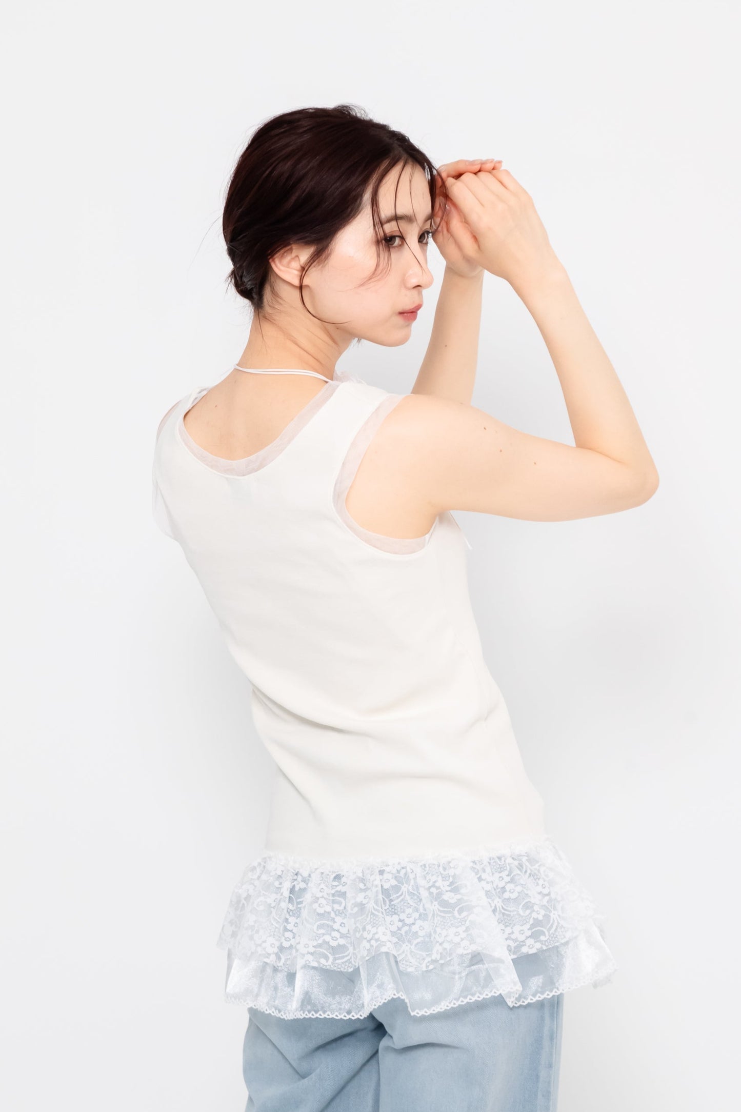 【SALE】二段レースフリルノースリーブ