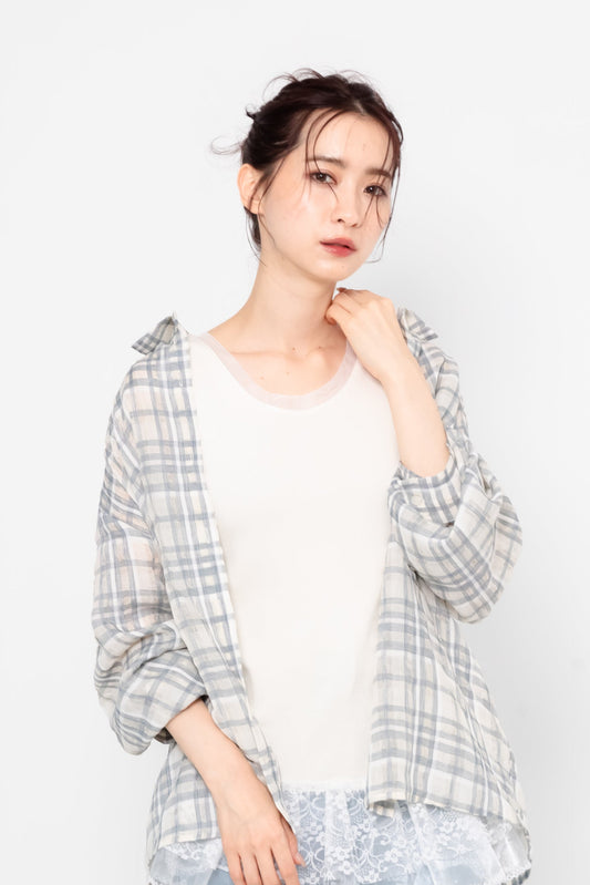 【SALE】シアーチェックシャツ