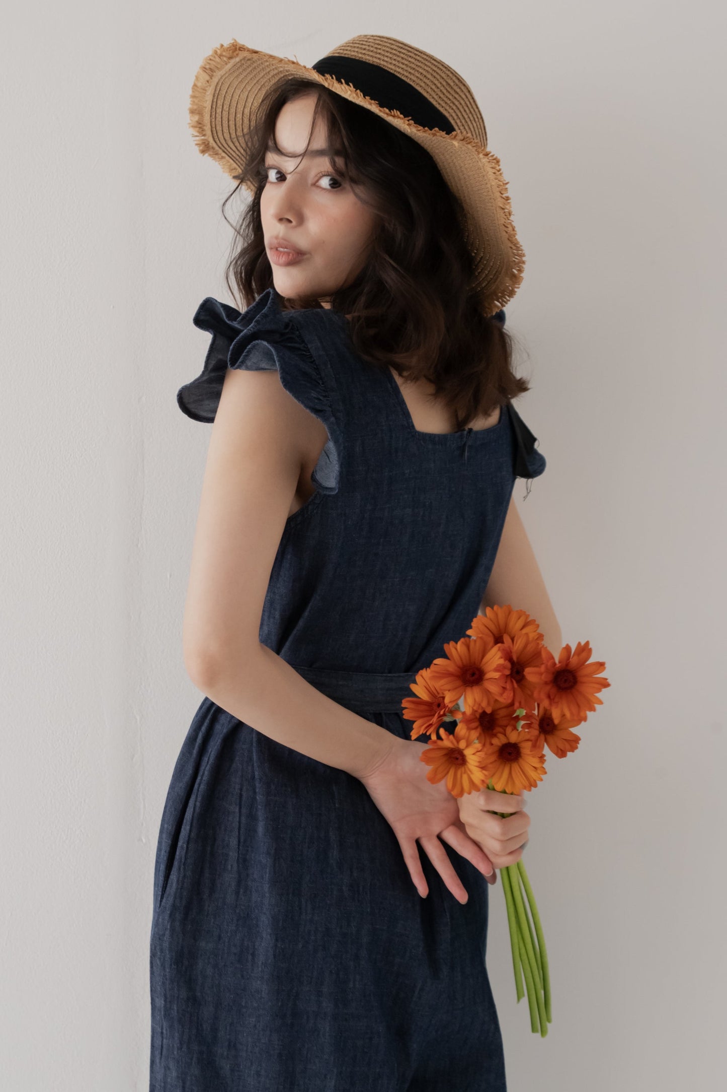 【SALE】ラッフルデニムジャンプスーツ