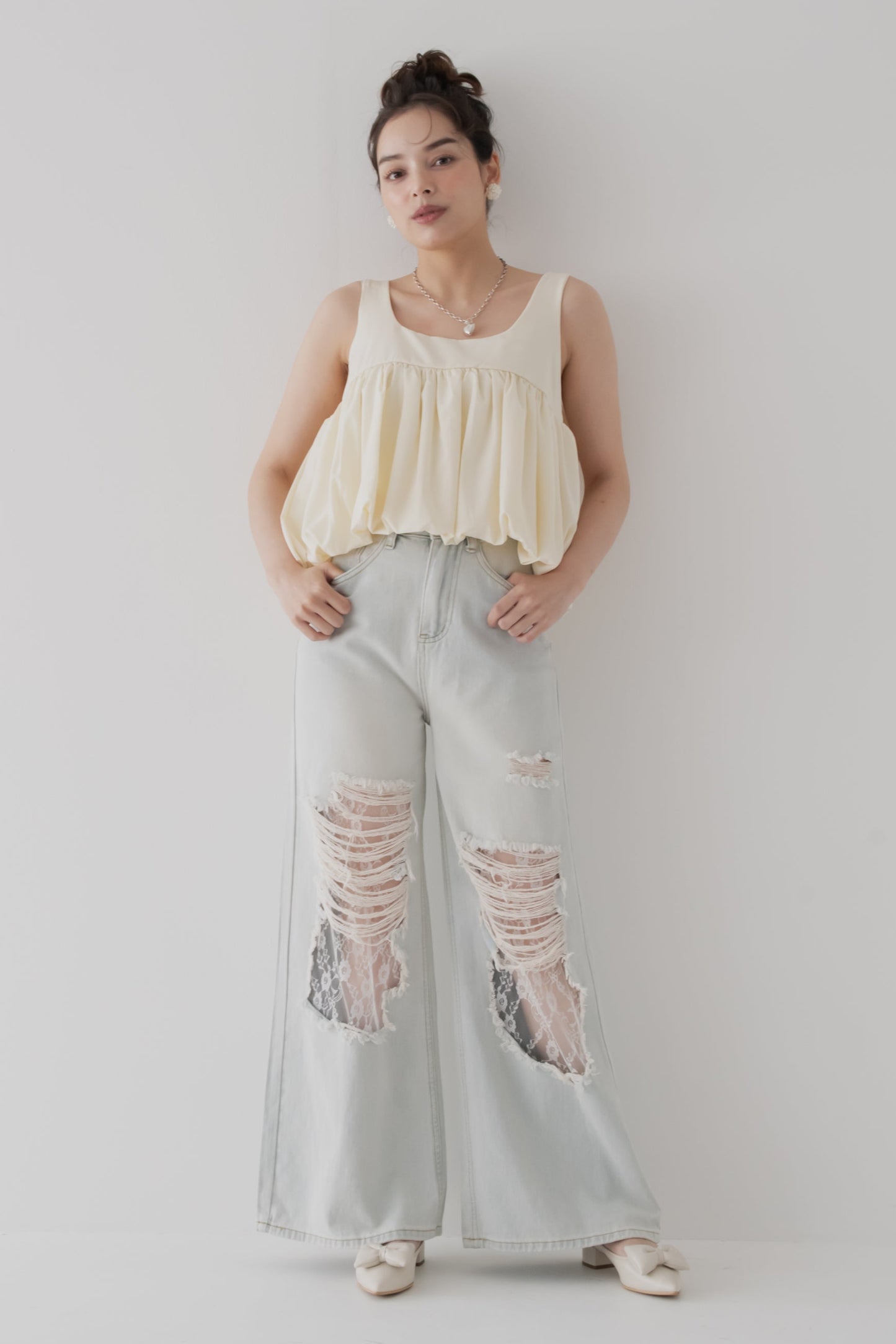【SALE】レースクラッシュデニム