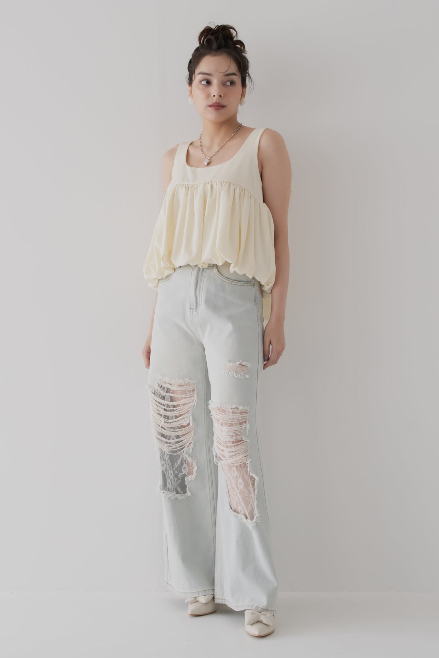 【SALE】レースクラッシュデニム
