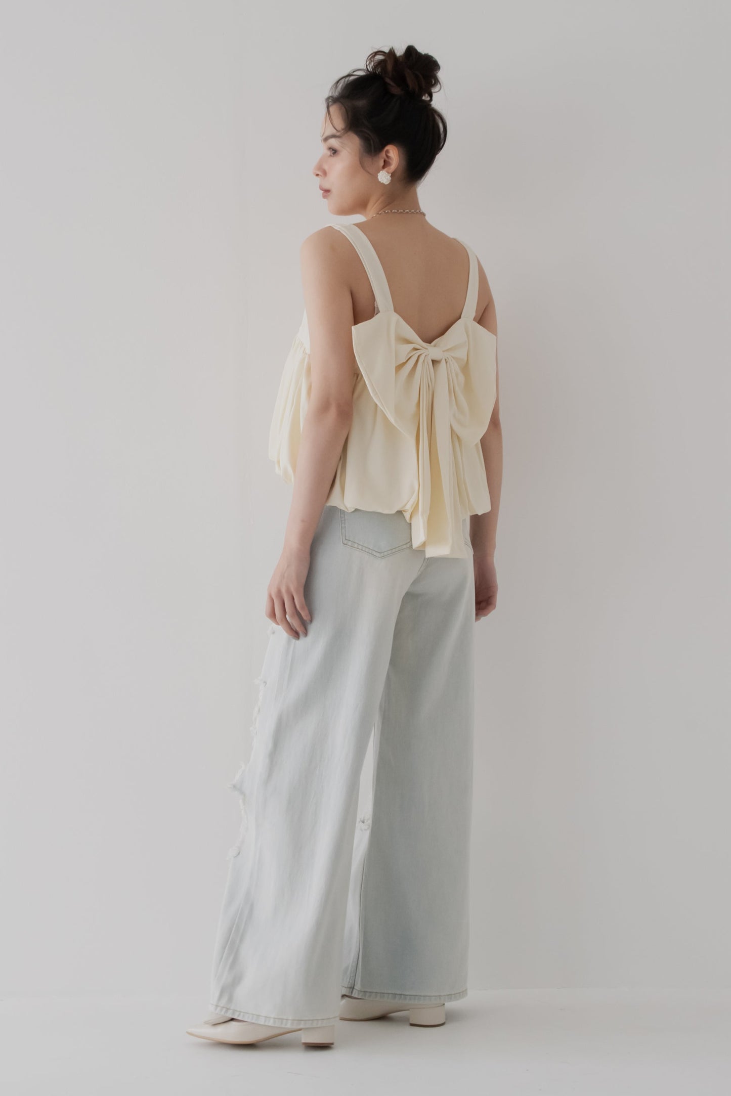 【SALE】バックリボンギャザートップス