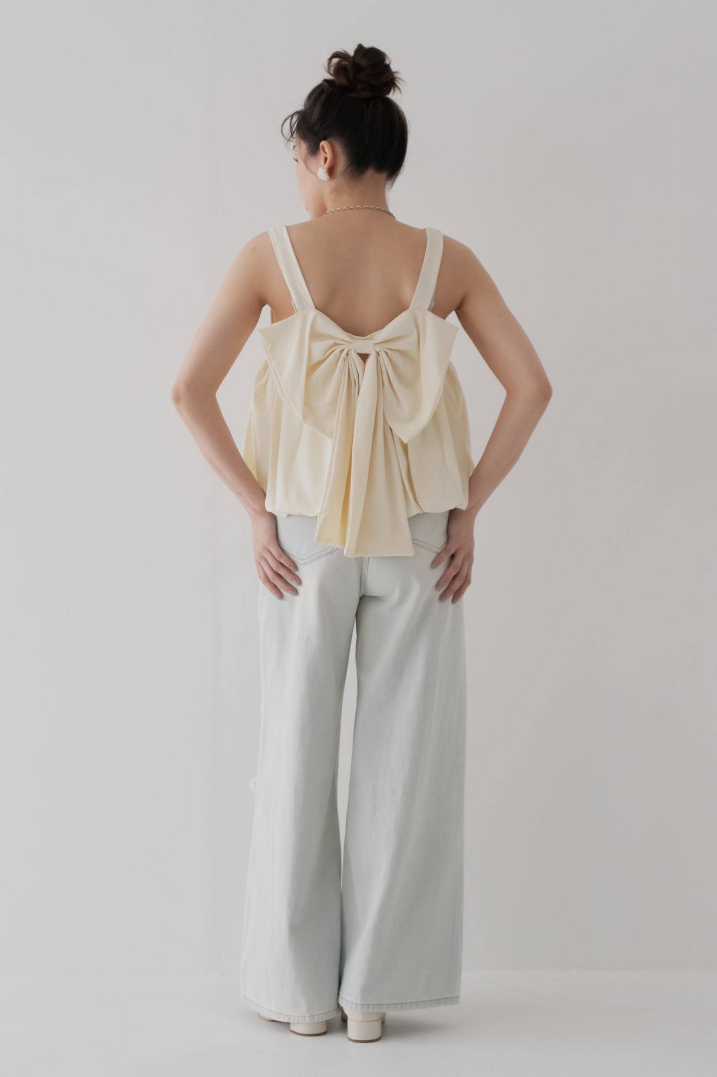 【SALE】バックリボンギャザートップス