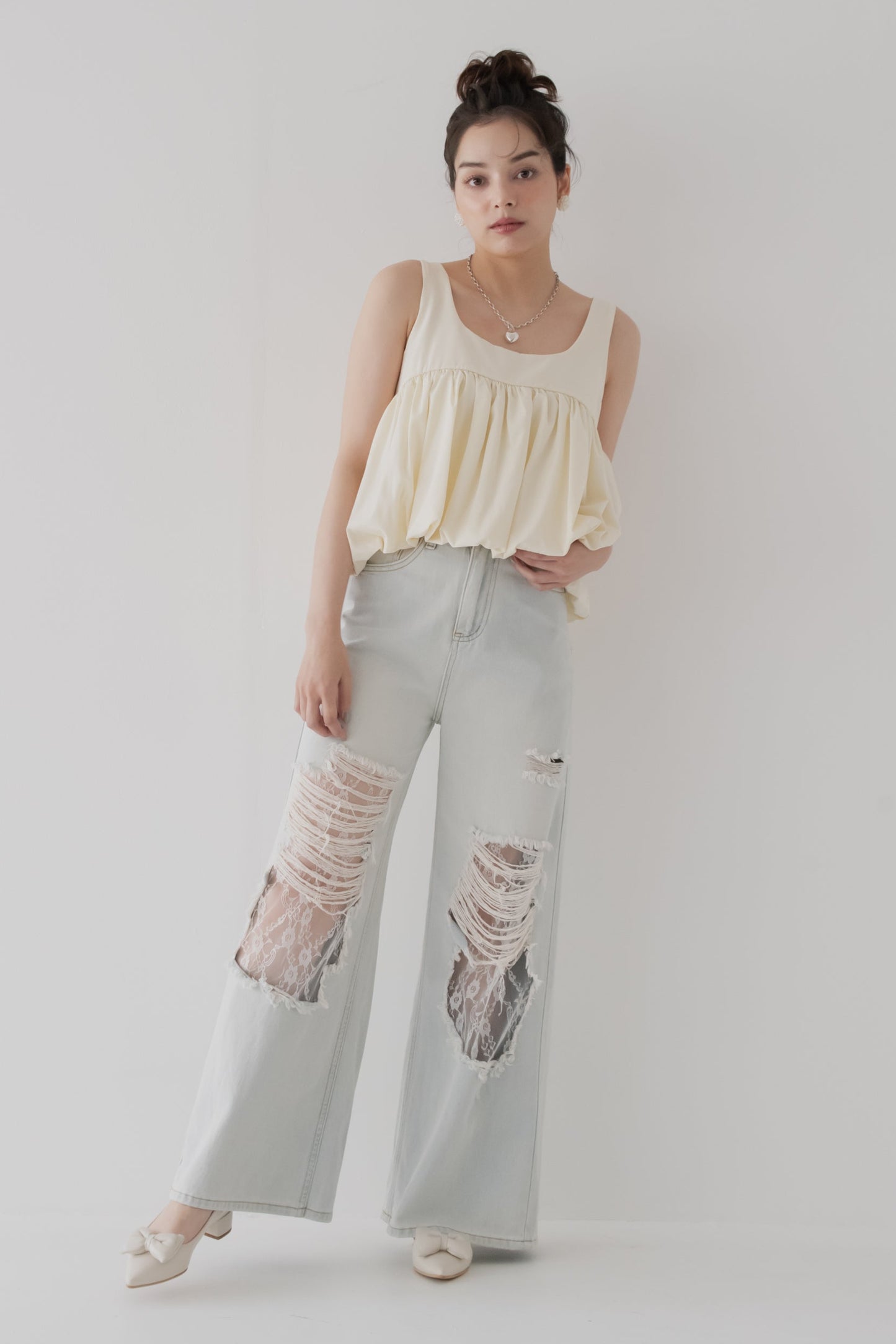 【SALE】レースクラッシュデニム