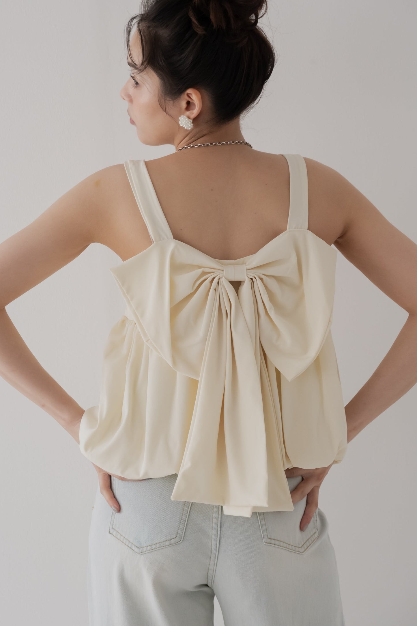 【SALE】バックリボンギャザートップス