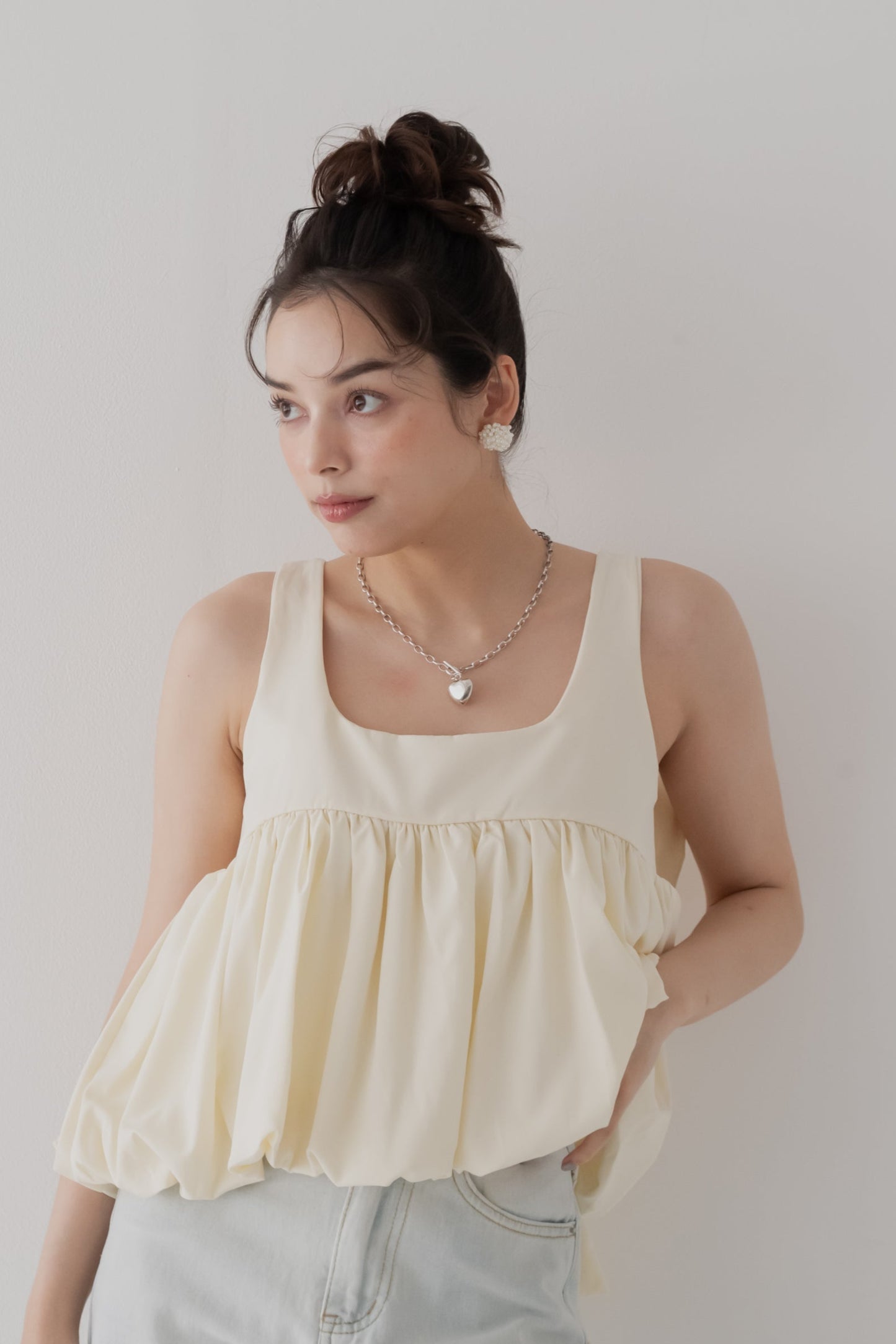【SALE】バックリボンギャザートップス