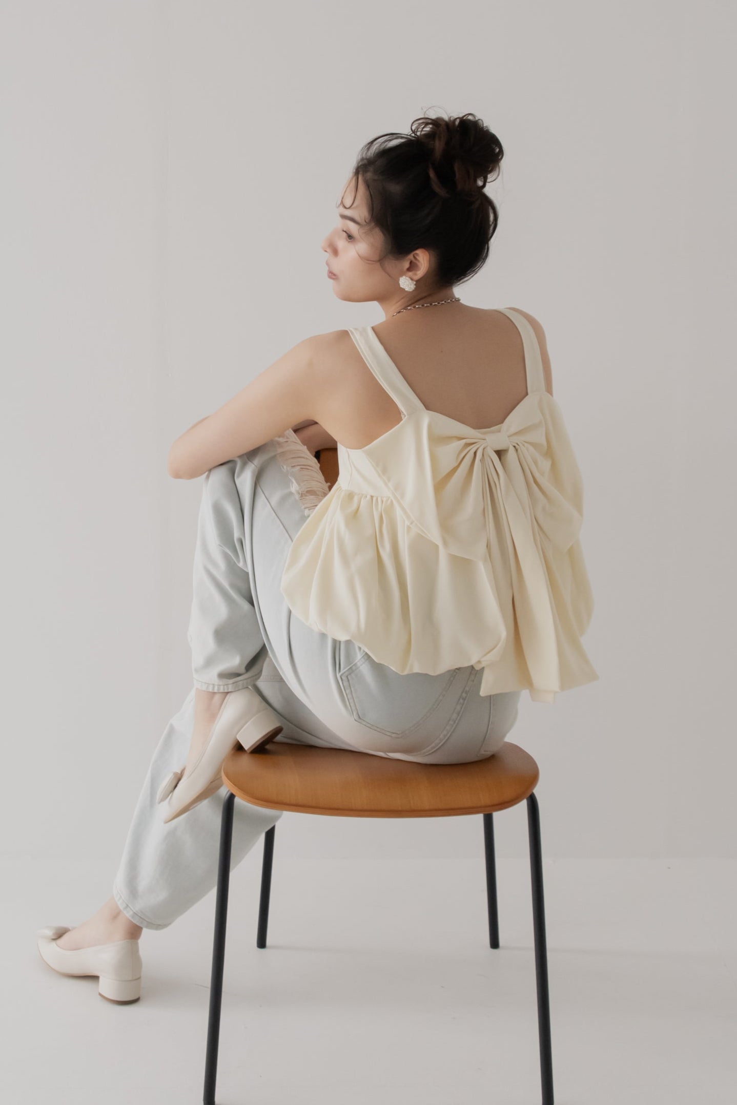 【SALE】バックリボンギャザートップス
