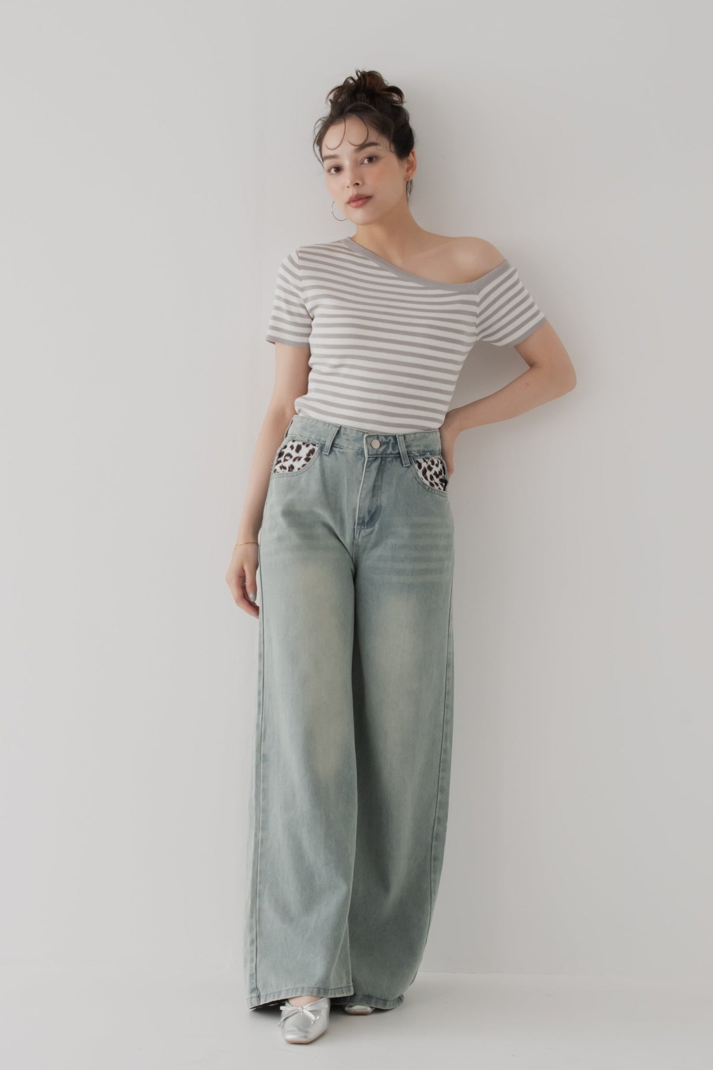 【SALE】アシンメトリボーダートップス