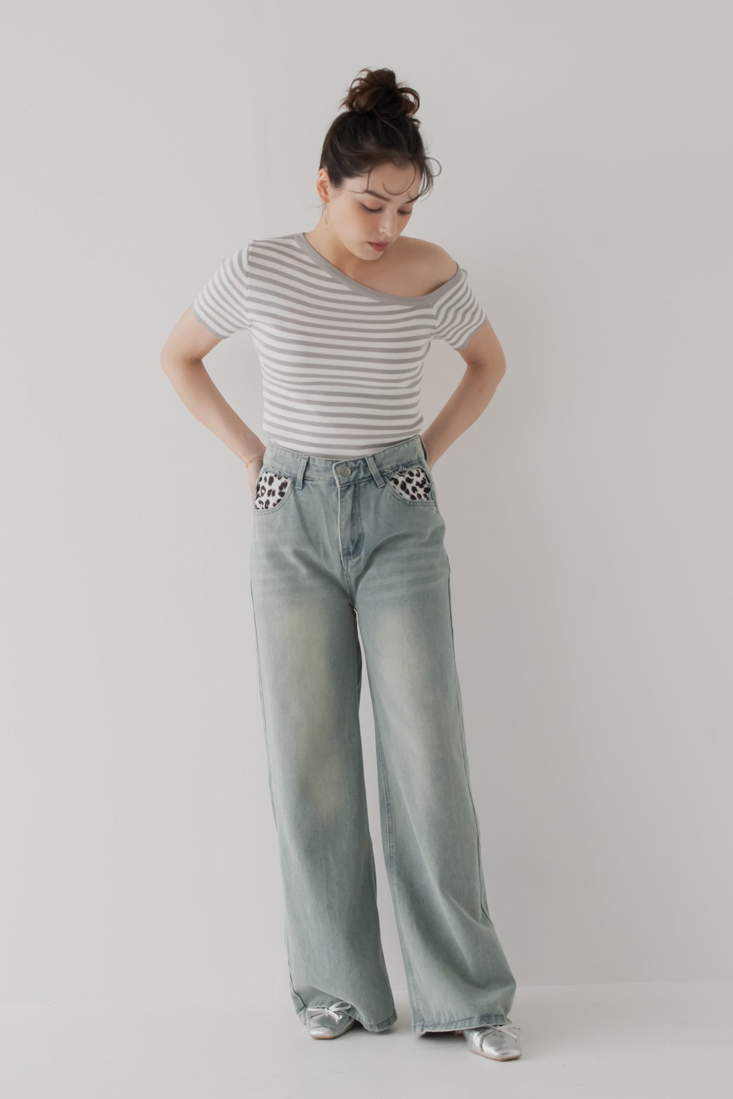 【SALE】アシンメトリボーダートップス
