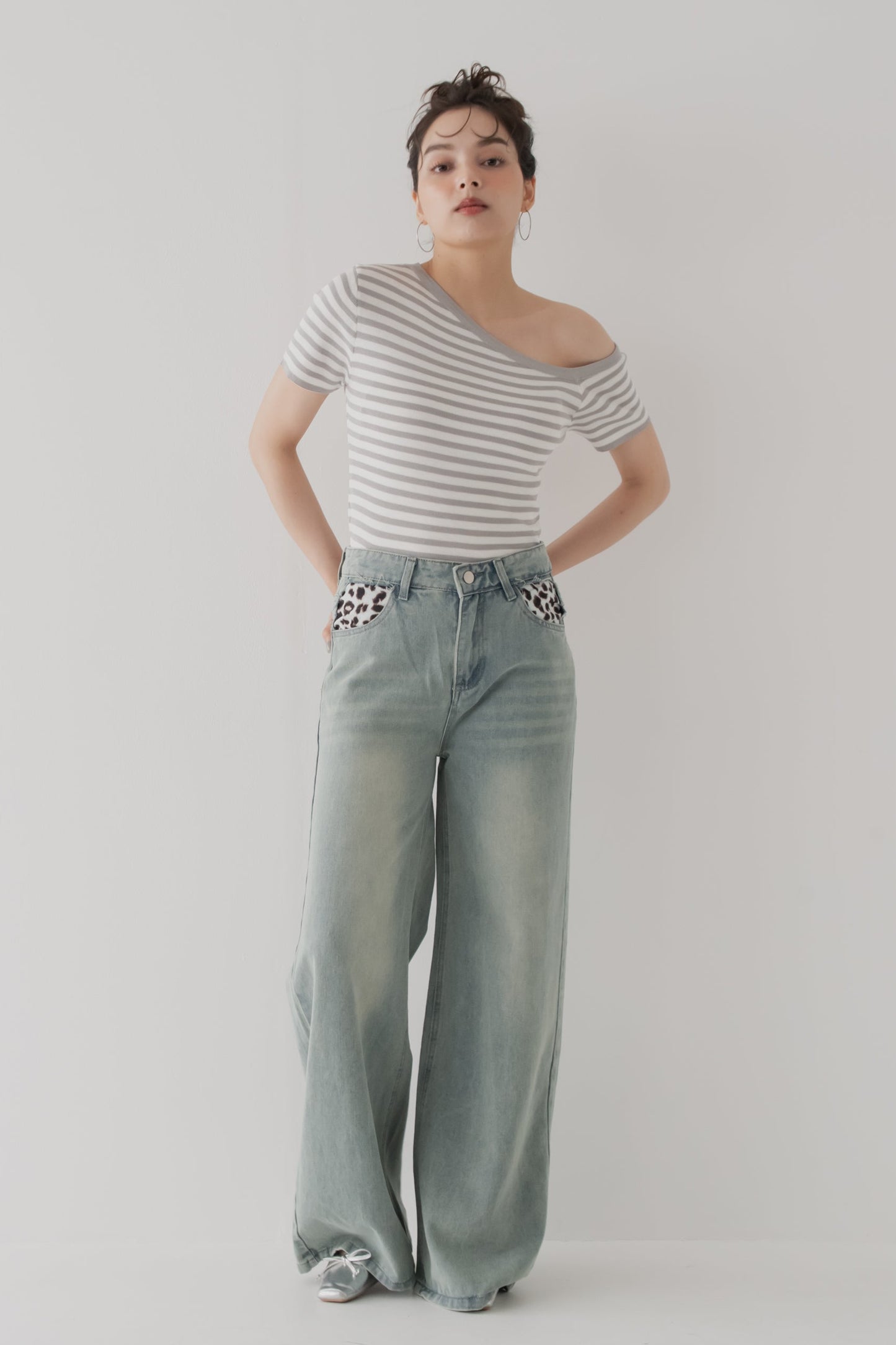 【SALE】アシンメトリボーダートップス