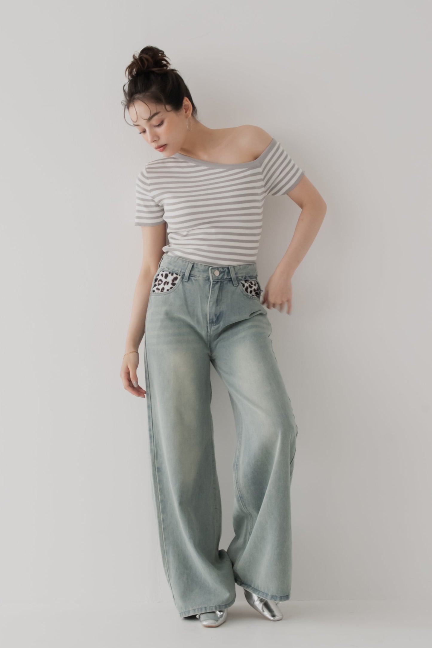 【SALE】アシンメトリボーダートップス