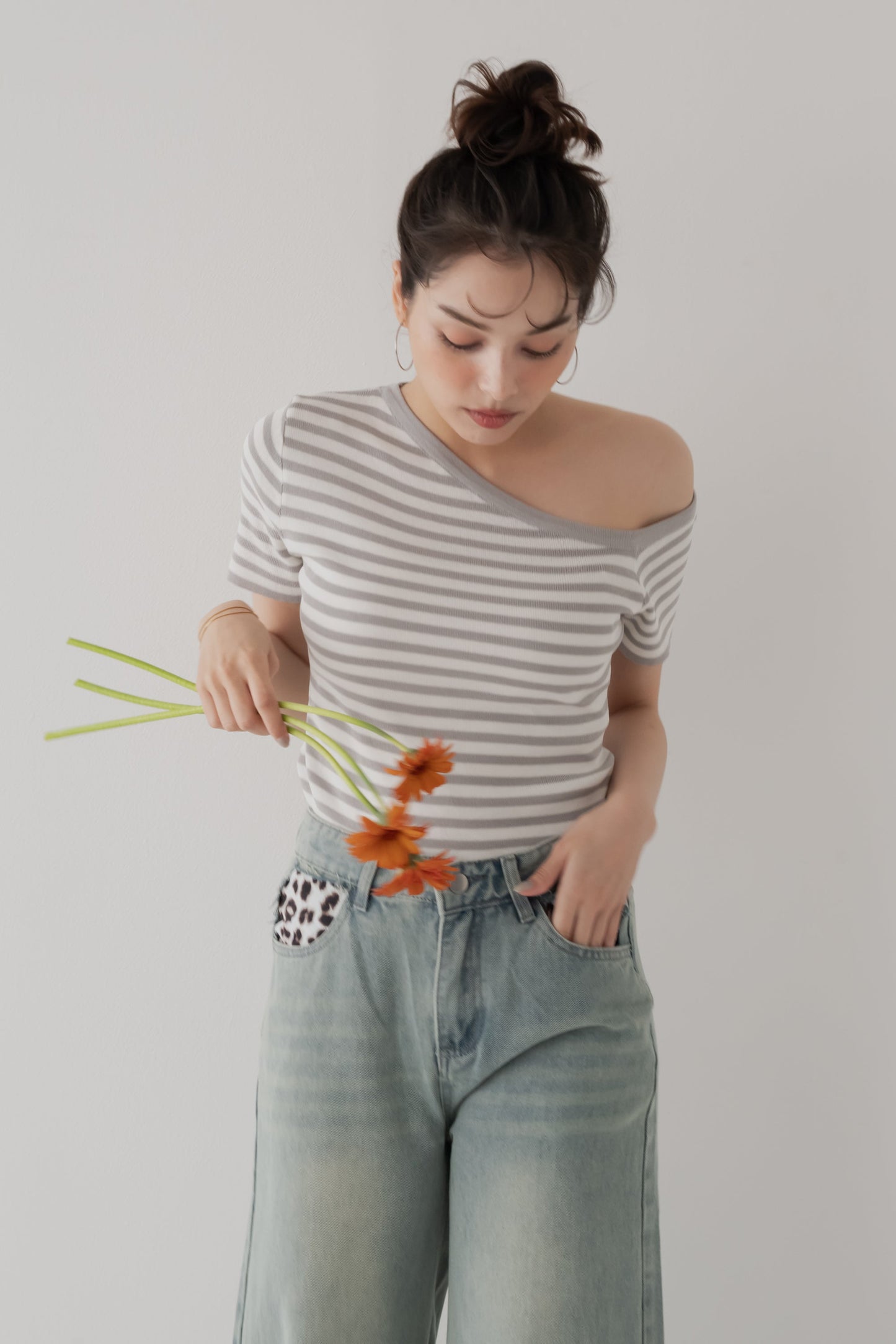 【SALE】アシンメトリボーダートップス