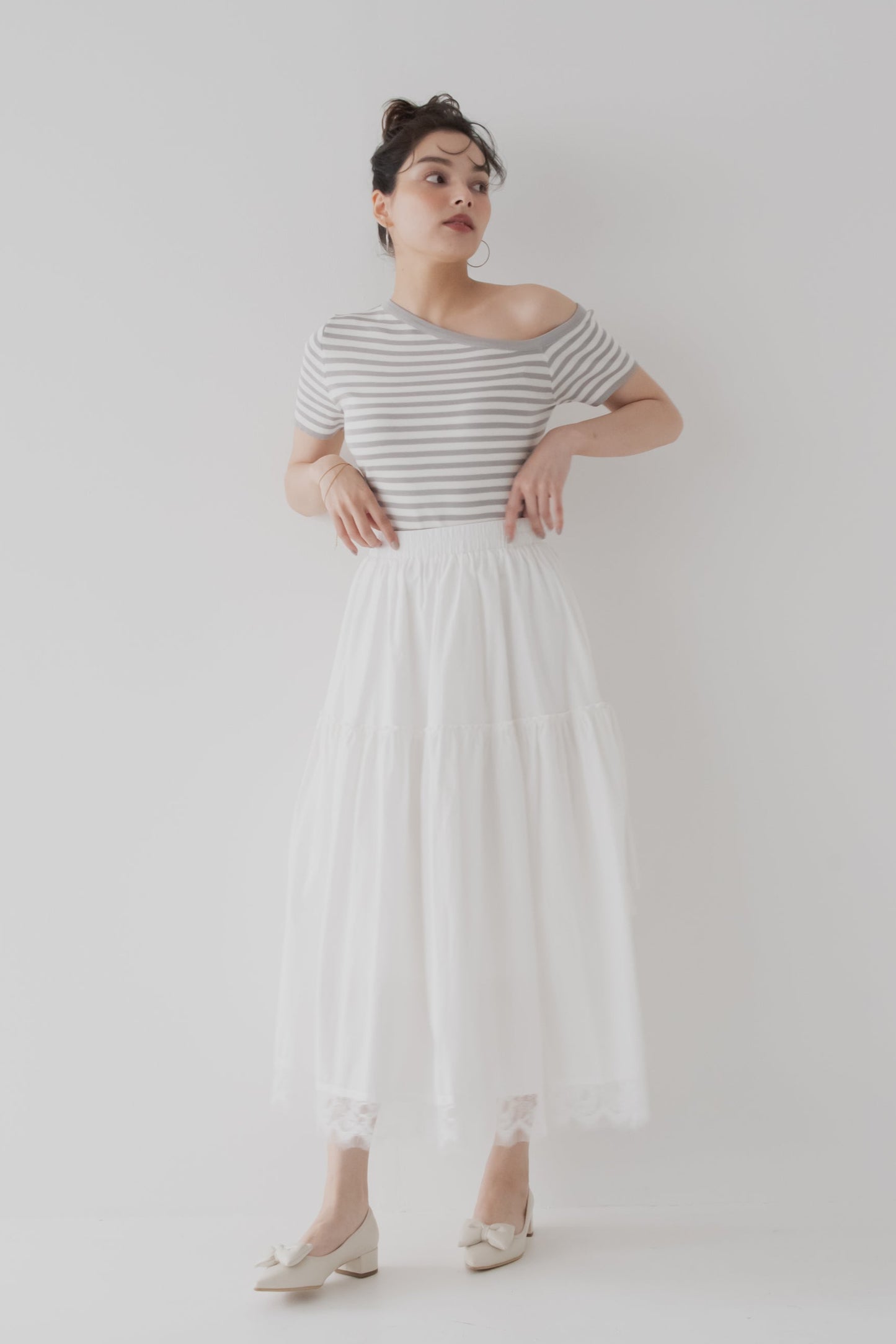 【SALE】アシンメトリボーダートップス