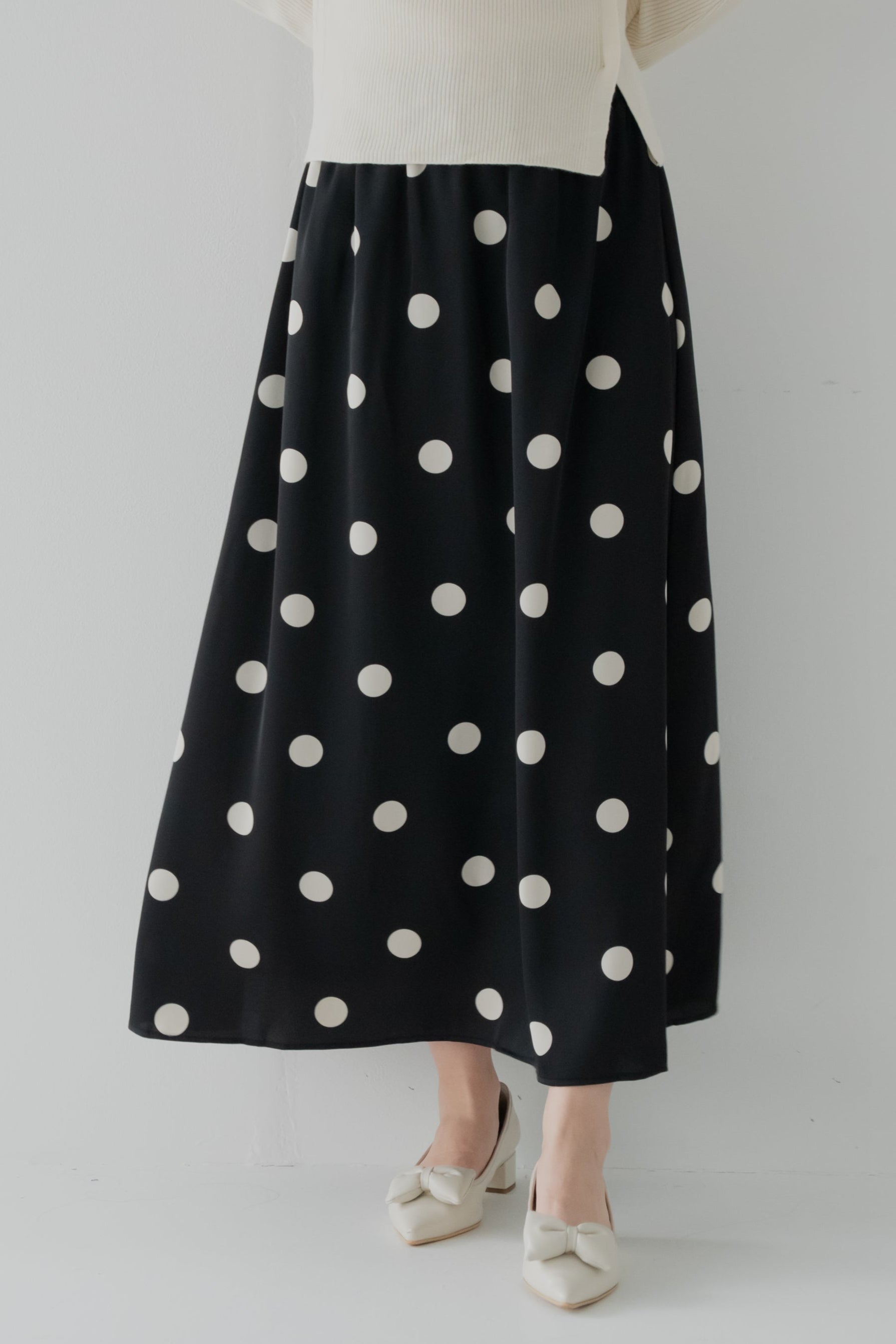 ローブドシャンブル　ドット柄フレアスカート ルナドットフレアスカート – VESTITOOT