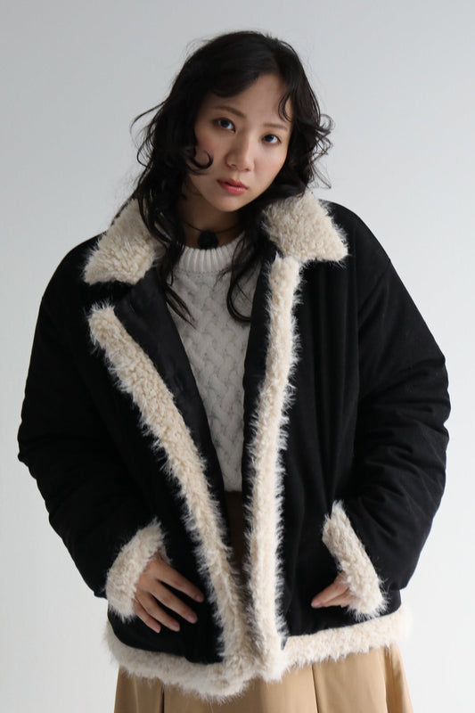 バイカラーファーリッチジャケット