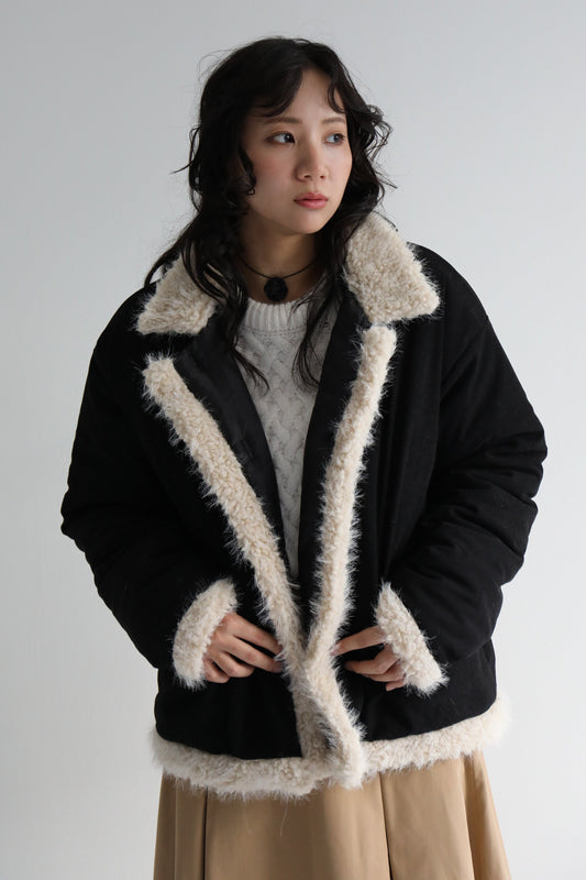 バイカラーファーリッチジャケット