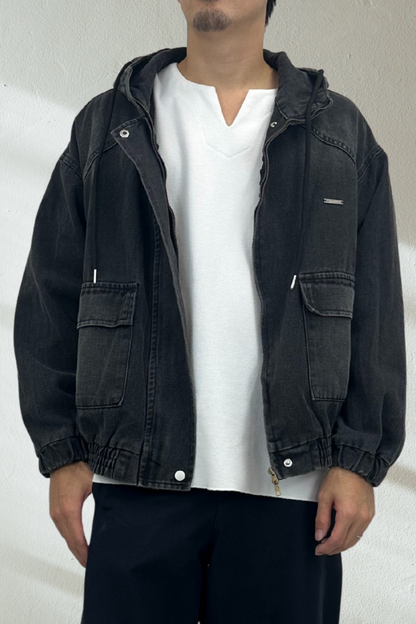 【くぅちゃんコラボアイテム】ルーズフィット ユニセックスデニムジャケット