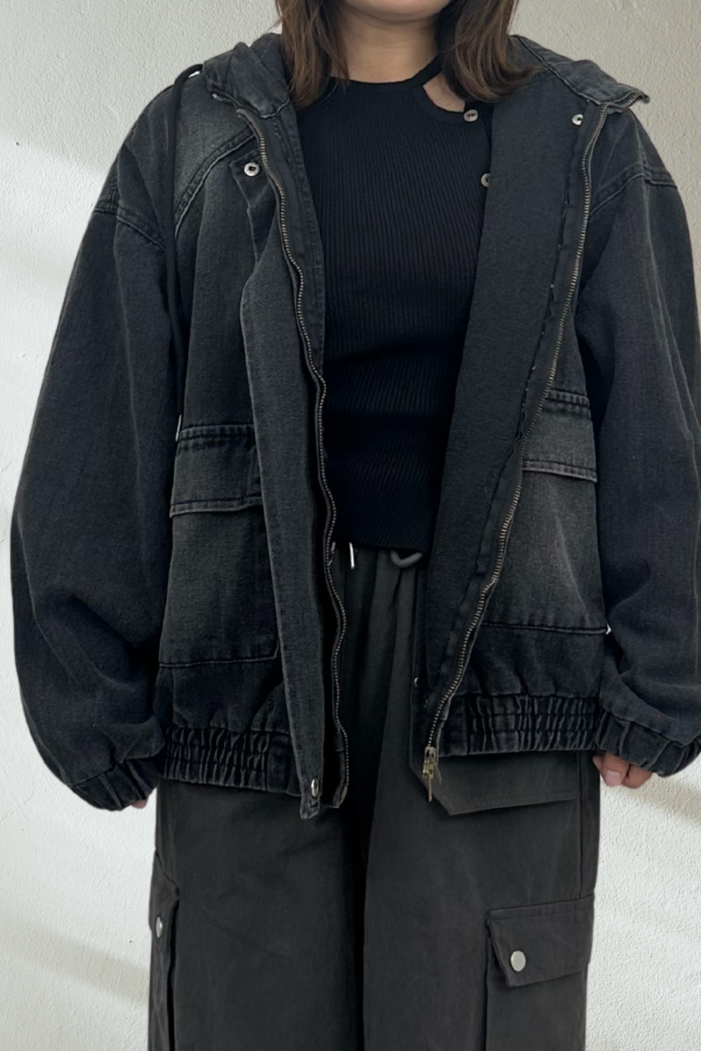 【くぅちゃんコラボアイテム】ルーズフィット ユニセックスデニムジャケット