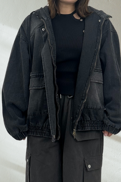 【くぅちゃんコラボアイテム】ルーズフィット ユニセックスデニムジャケット