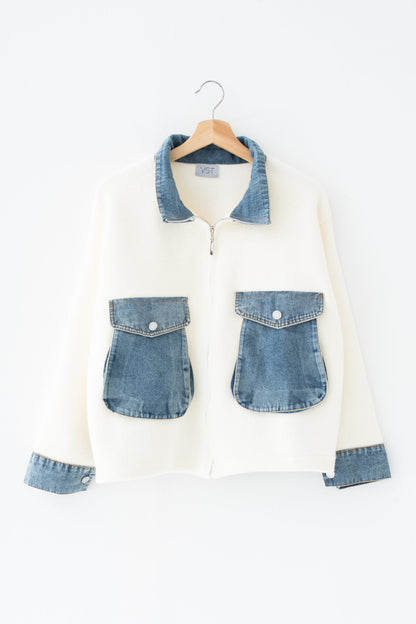 ミックスデニムソフトボアジャケット