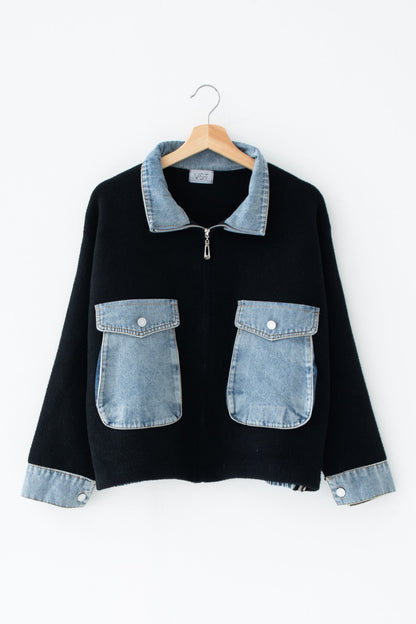 ミックスデニムソフトボアジャケット