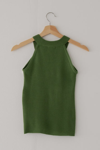 【SALE】リブホルターネックトップ