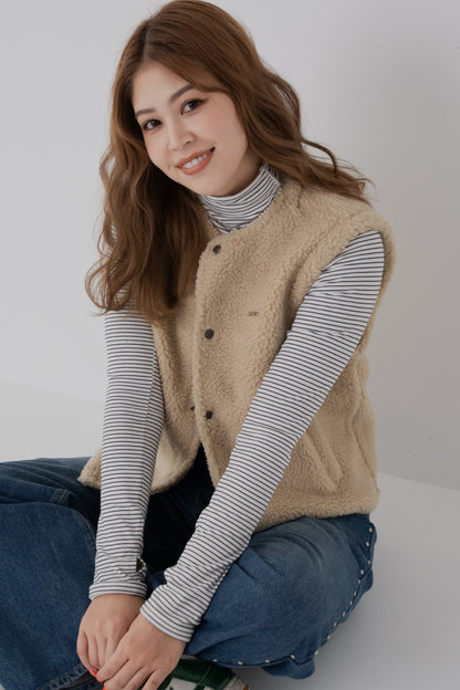 【くぅちゃんコラボアイテム】カジュアルユニセックスボアベスト