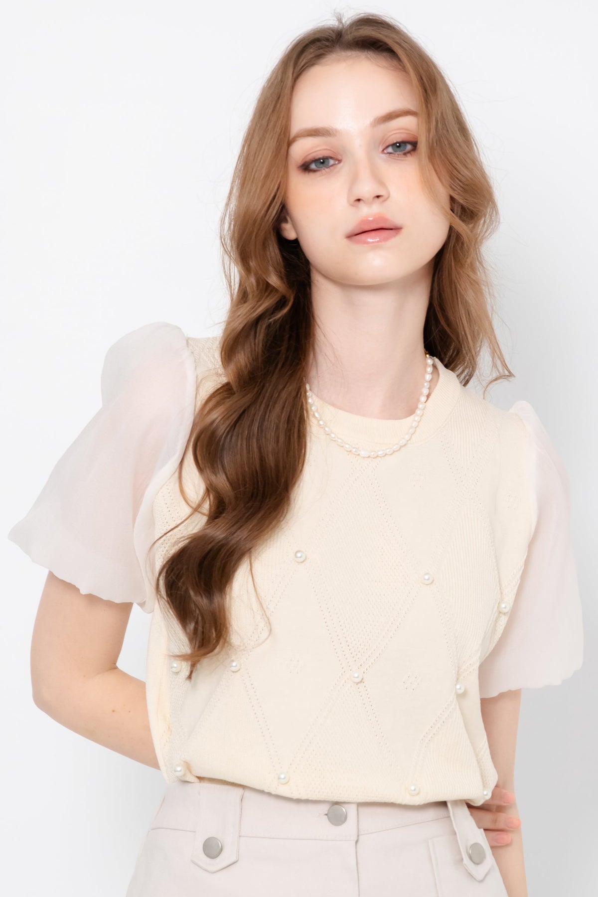 SALE】袖シフォンパールトップス – VESTITOOT