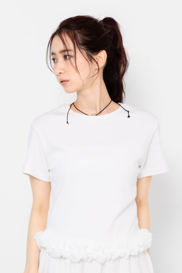 【SALE】裾フリルレースTシャツ