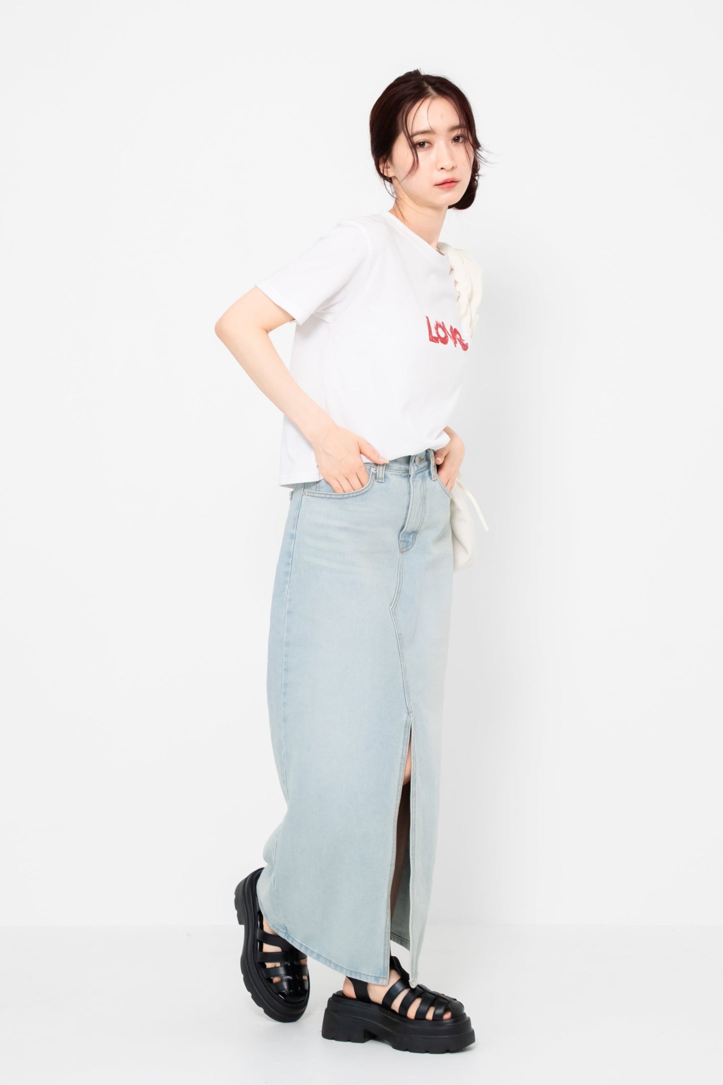 【SALE】スリットデニムスカート