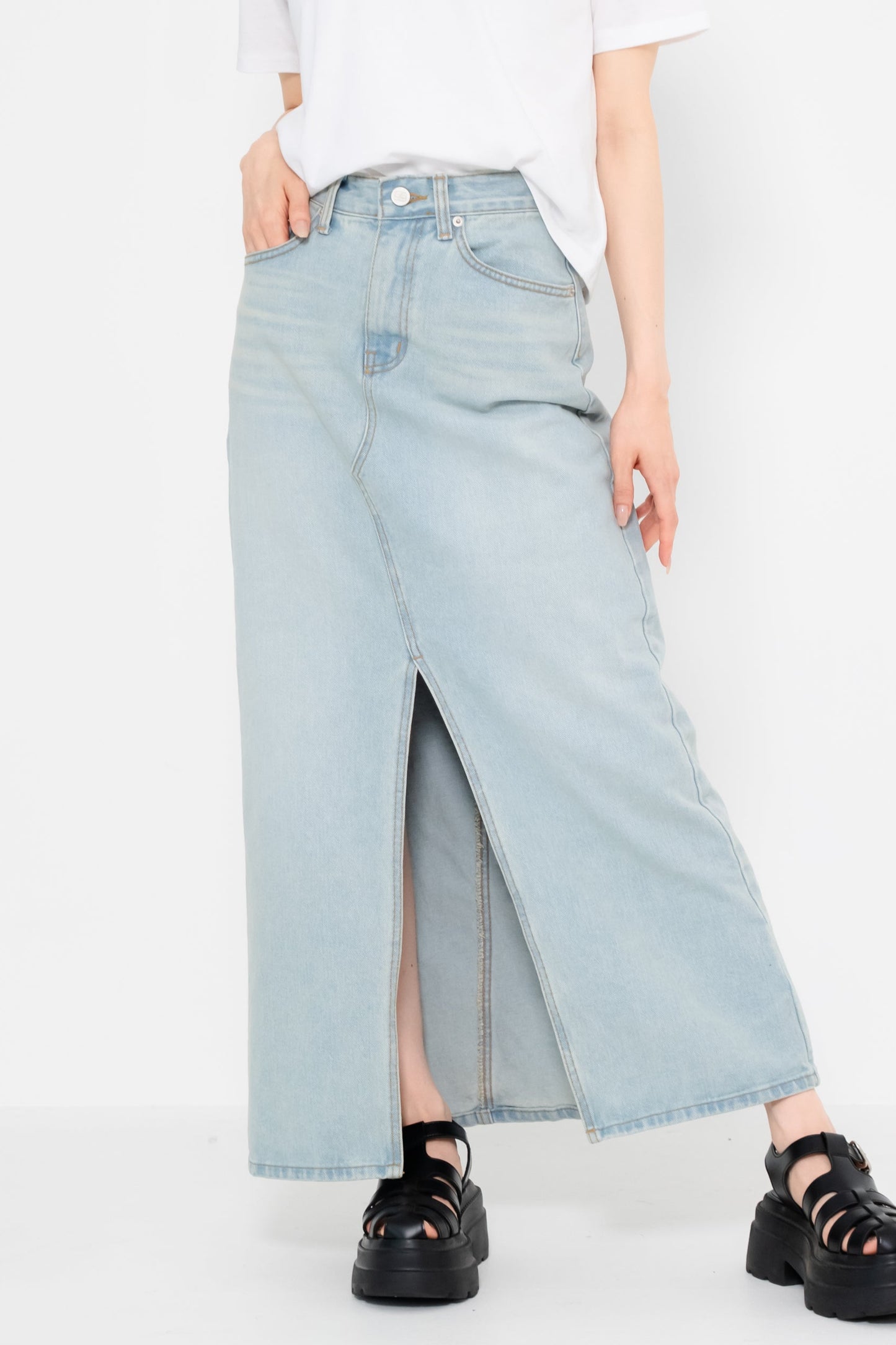 【SALE】スリットデニムスカート