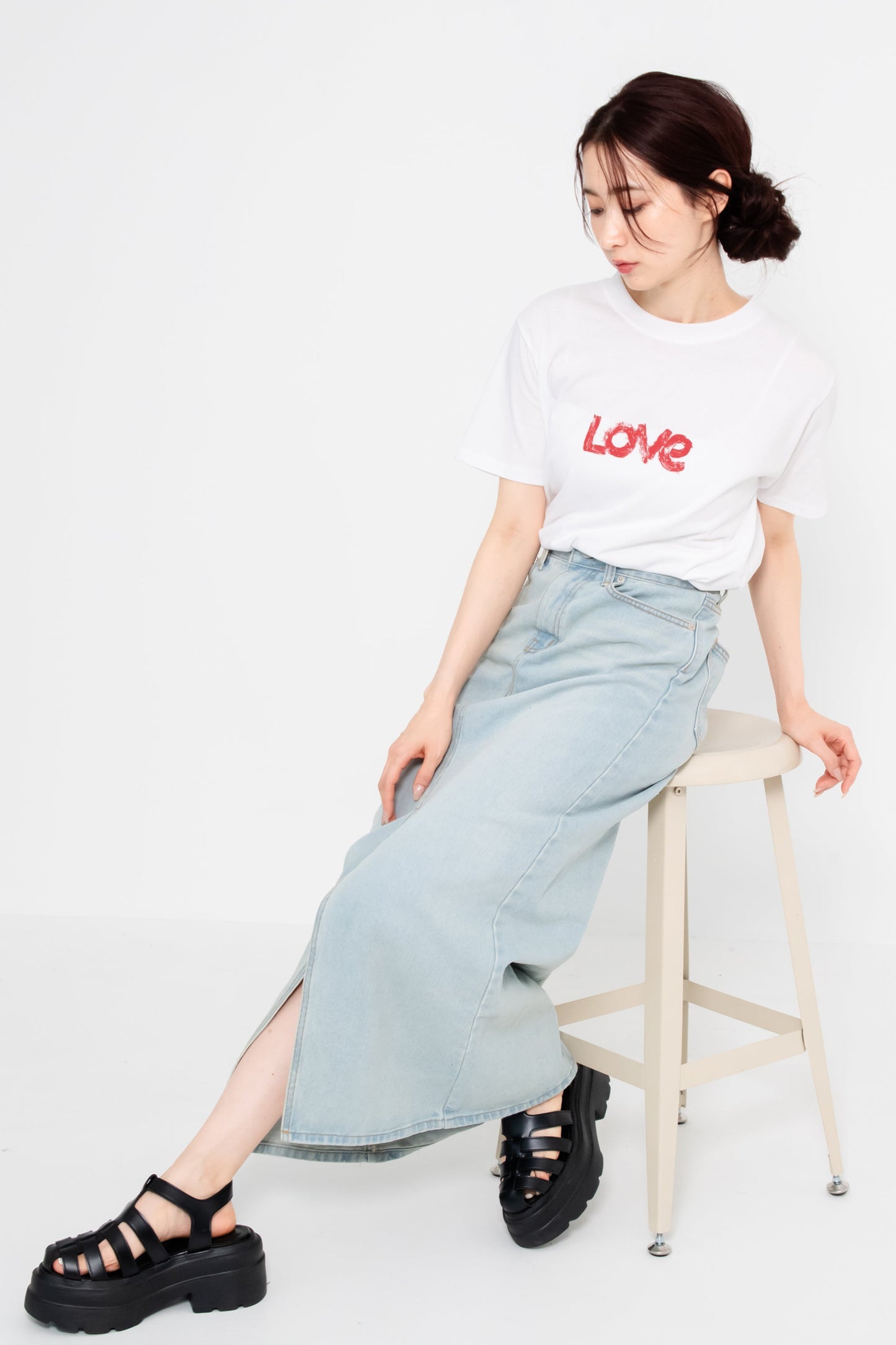 【SALE】スリットデニムスカート