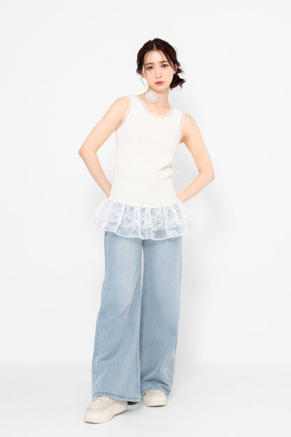 【SALE】二段レースフリルノースリーブ