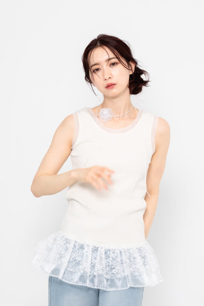 【SALE】二段レースフリルノースリーブ