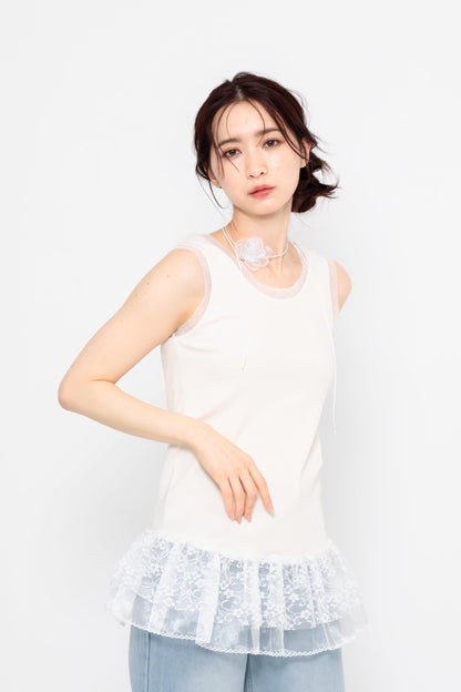 【SALE】二段レースフリルノースリーブ