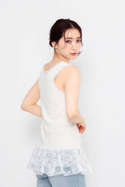 【SALE】二段レースフリルノースリーブ