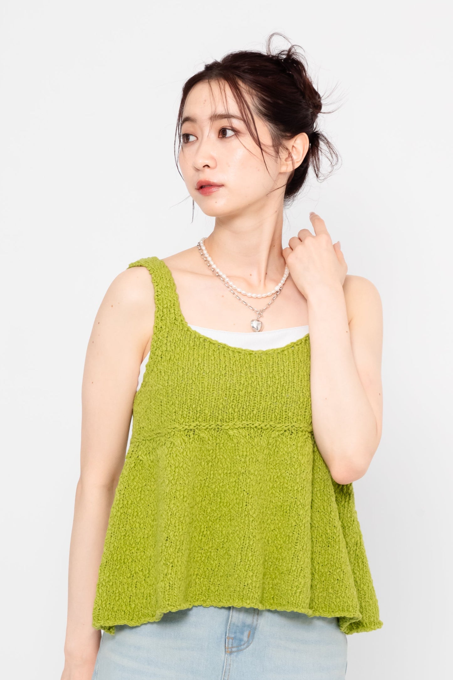 手編みペプラムトップス