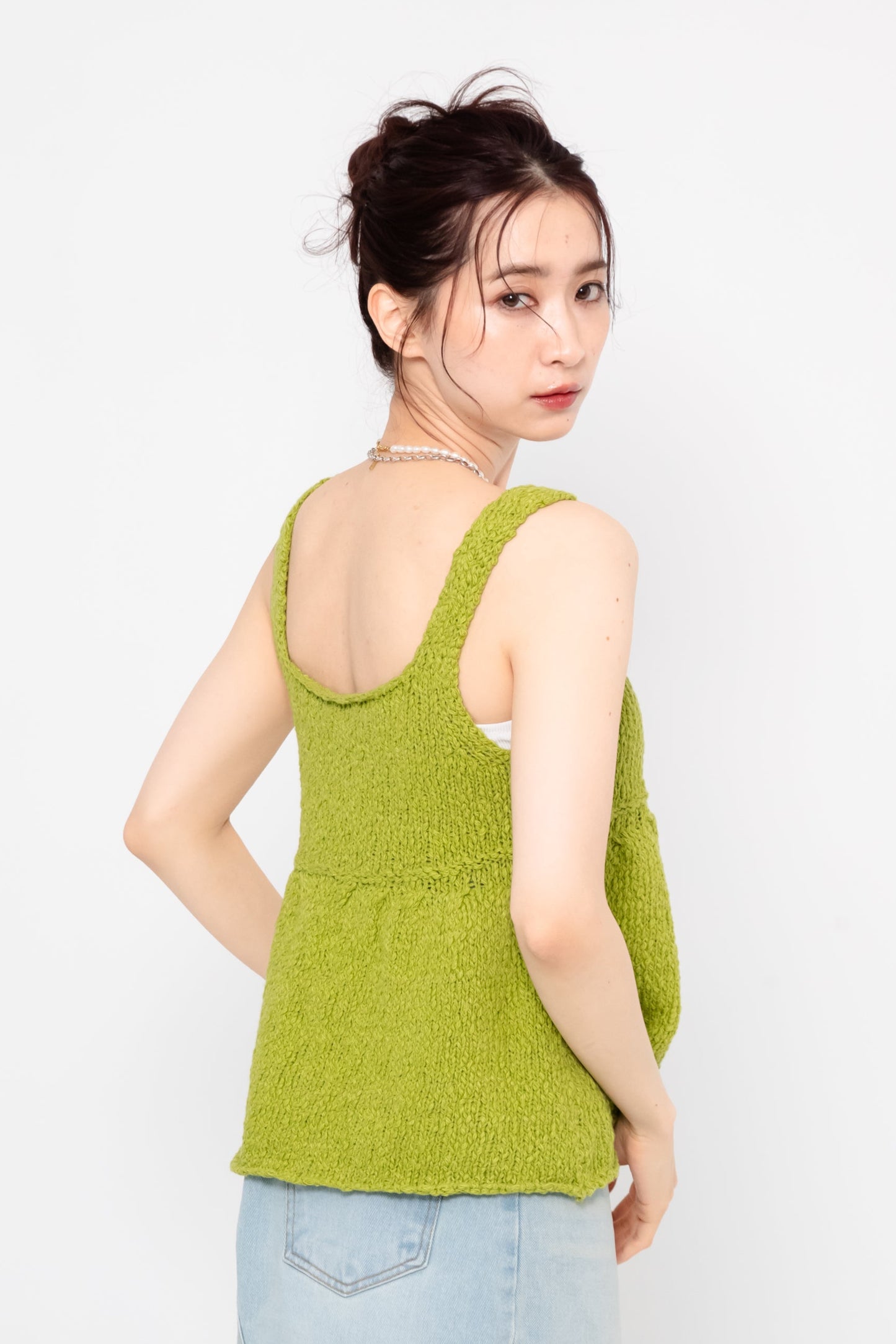 手編みペプラムトップス