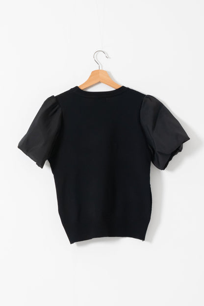 袖シフォンパールトップス